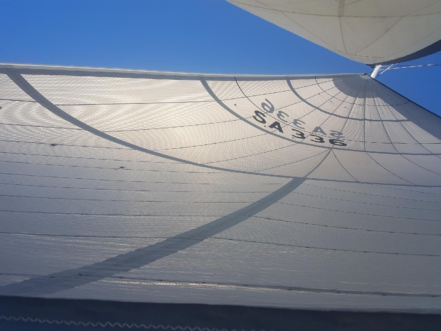 Close view beneath a screecher made by Bravo Sails